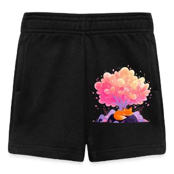 Dream Blossom Tree with Sleeping Fox - Baby Shorts - black - Front