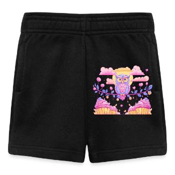 Pastel owl magic over cupcakes - Baby Shorts - black - Front