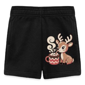 Le cerf câlin boit du cacao - Short Bébé - noir - Devant