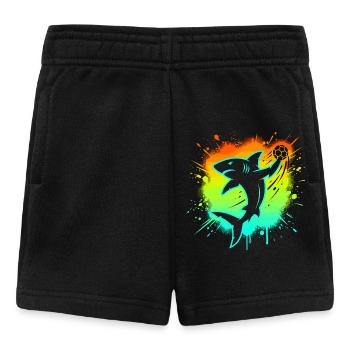 Handballer Hai lustig Kinder Geschenk Grafik - Baby Shorts - Schwarz - Vorne