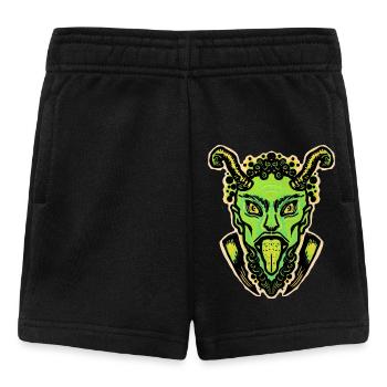 Grüner Krampus mit Zunge und Hörnern - Baby Shorts - Schwarz - Vorne