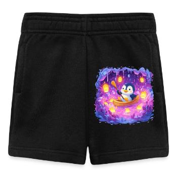 Leuchtender Pinguin im Höhlenboot - Baby Shorts - Schwarz - Vorne