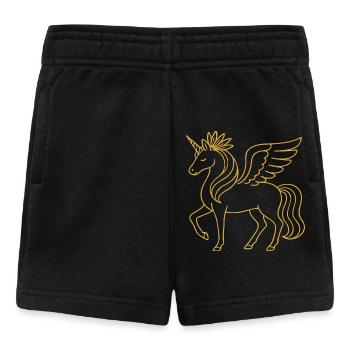 Art fantastique élégant de la ligne dorée Pégase unicorne - Short Bébé - noir - Devant