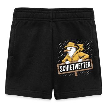 Bad weather seagull in raincoat - Baby Shorts - black - Front