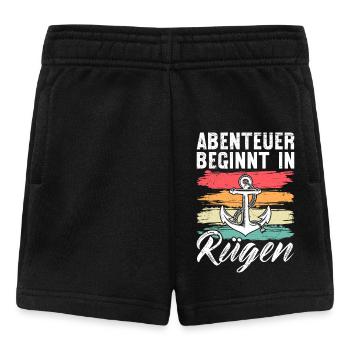 Ostsee ABENTEUER BEGINNT IN RÜGEN Retro Lustig - Baby Shorts - Schwarz - Vorne