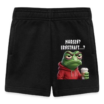 Matin? Sérieusement? Grenouille fatiguée avec du café - Short Bébé - noir - Devant