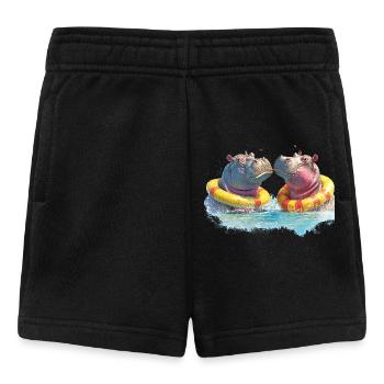 Doppelte Hippo Badespaß - Baby Shorts - Schwarz - Vorne