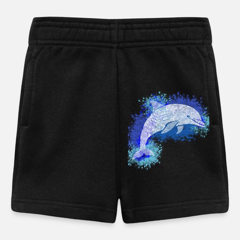Zentangle Dolphin - Baby Shorts - black