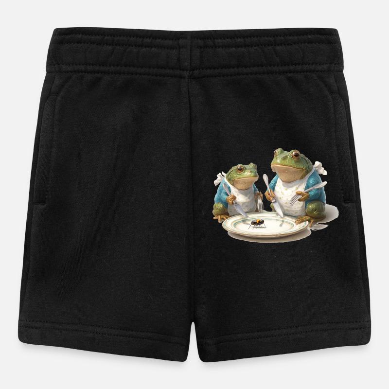 Frosch-Dinner: Fliege am Teller - Baby Shorts - Schwarz