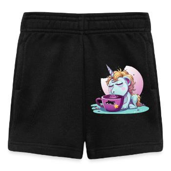 Schlummerndes Einhorn Kaffeezauber - Baby Shorts - Schwarz - Vorne