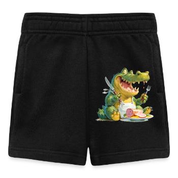 Alligator mit Filet auf dem Teller - Baby Shorts - Schwarz - Vorne