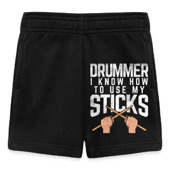 Funny Drummer I Know How To Use My Sticks Art - Baby Shorts - Schwarz - Vorne