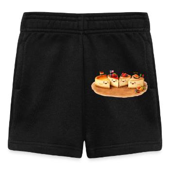 Käse Kuchenstücke mit Früchten - Baby Shorts - Schwarz - Vorne