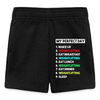 Mein perfekter Tag Gewichtheben Lustiges Fitnessstudio Workout Gif - Baby Shorts - Schwarz - Vorne