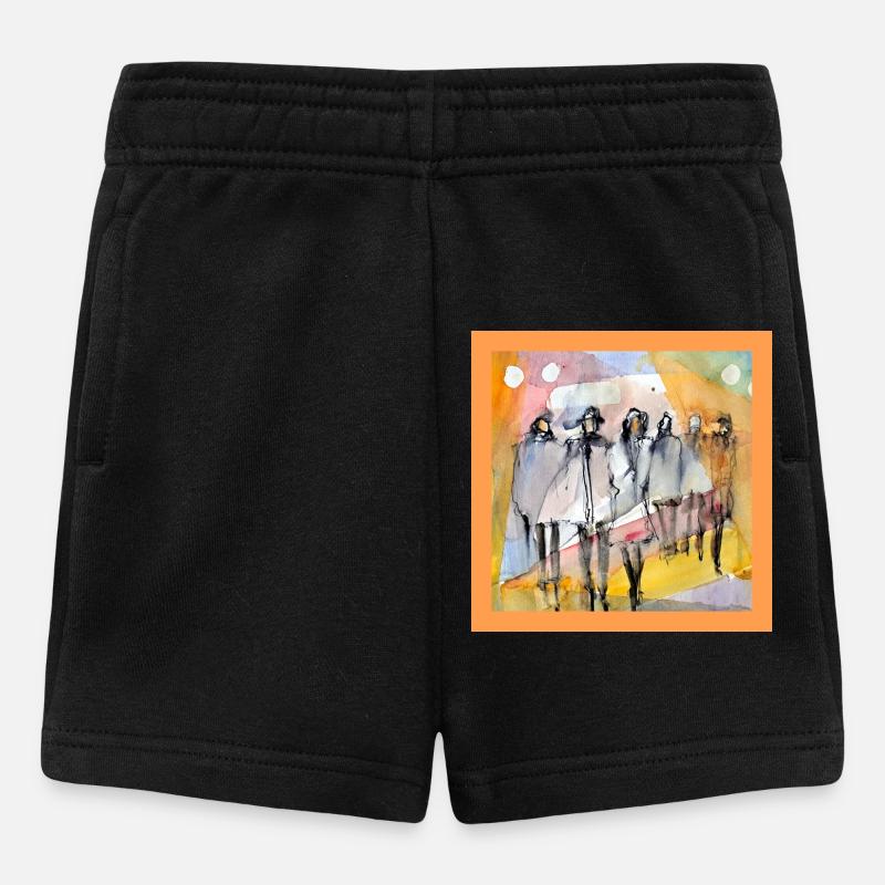 Personnes abstraites, aquarelle - Short Bébé - noir