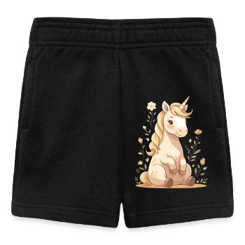 Zartes Einhorn im Blütenwald - Baby Shorts - Schwarz - Vorne