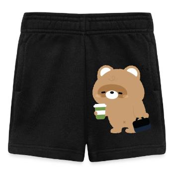 Sleepy Beaver und Kaffee - Baby Shorts - Schwarz - Vorne