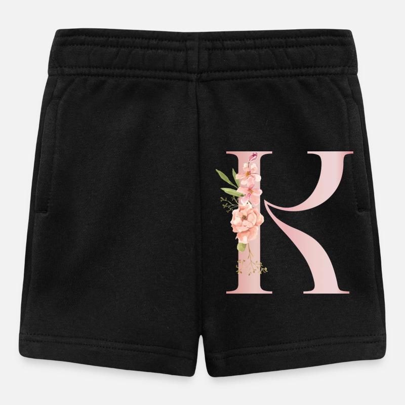 Monogramme floral R pastel - Short Bébé - noir