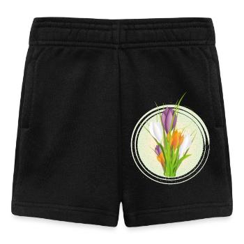 Des crocus délicats et colorés dans le cercle de printemps - Short Bébé - noir - Devant