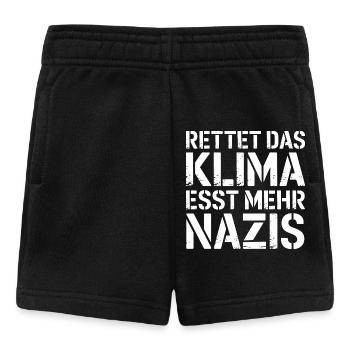 Rettet das Klima esst mehr Nazis - Gegen Rechts - Baby Shorts - Schwarz - Vorne