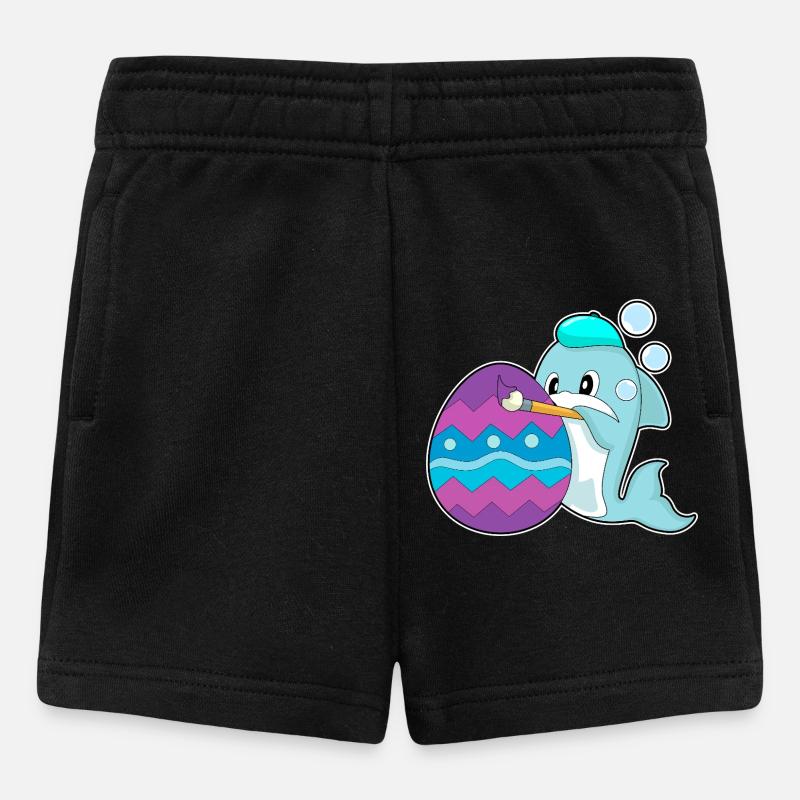 Dolphin Easter Coloring - Baby Shorts - black