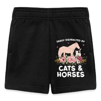 Cats & horses in flower arrangements - Baby Shorts - black - Front