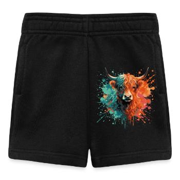 Highland Rind Aquarell – Color Splash Tierkunst - Baby Shorts - Schwarz - Vorne
