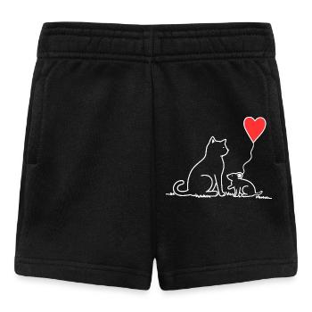 Katze und Maus mit Herzbalon - Baby Shorts - Schwarz - Vorne