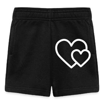 Kleines Herz vor großem Herz - Baby Shorts - Schwarz - Vorne