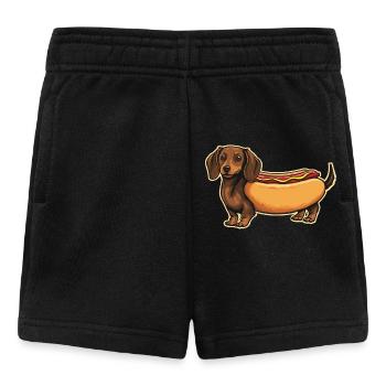 Süßer Dackel Hot-Dog-Brötchen-Aufkleber - Baby Shorts - Schwarz - Vorne