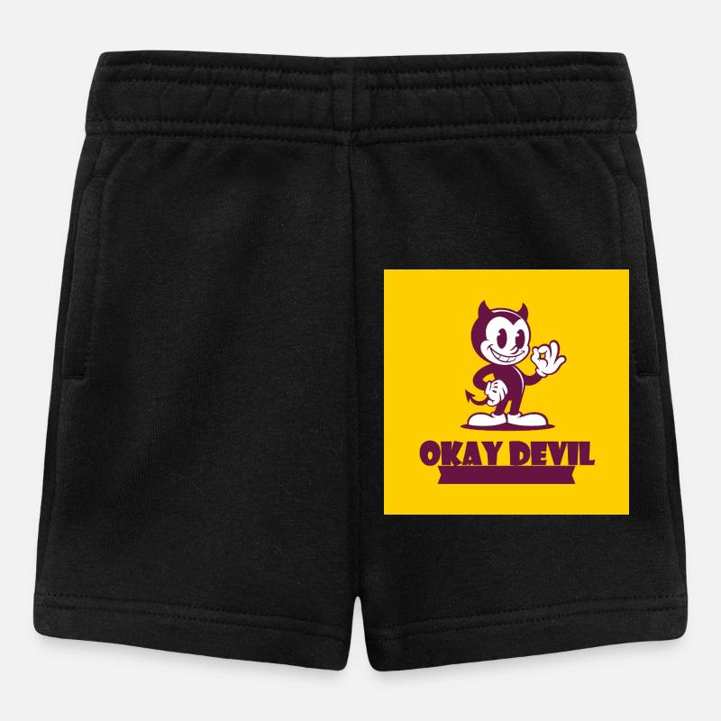Okay Devil Mascot on Yellow - Baby Shorts - black
