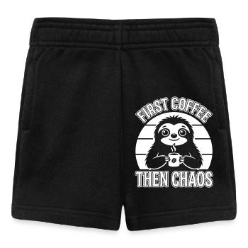 Zuerst Kaffee, dann Chaos-Faultier-Humor - Baby Shorts - Schwarz - Vorne