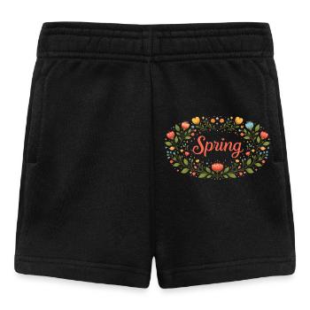 Spring lettering in floral spring wreath - Baby Shorts - black - Front