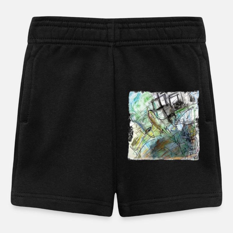 Airplane - Baby Shorts - Schwarz