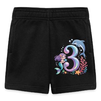 Mermaid 3rd Birthday 3 Years - Baby Shorts - black - Front