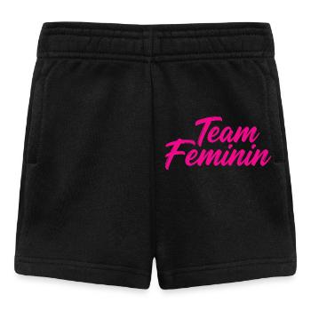 Team Feminin – Pink Girl Power Statement Design - Baby Shorts - Schwarz - Vorne