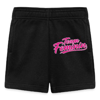 Team Feminin – Pink Girl Power Statement Design - Baby Shorts - Schwarz - Vorne