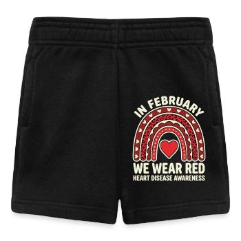 In February We Wear Red Heart Awareness Rainbow - Baby Shorts - black - Front