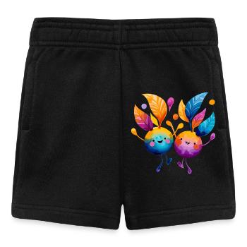Bunte Fruchtfreunde mit Blätterreben - Baby Shorts - Schwarz - Vorne