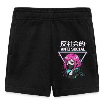 Antisocial Japanese Vaporwave Anime Girl - Baby Shorts - black - Front