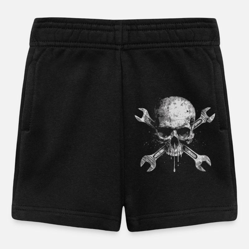 Grunge Skull with Tools - Baby Shorts - black
