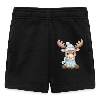 Winterrentier in Blau mit Mütze und Schal - Baby Shorts - Schwarz - Vorne