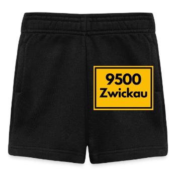 PLZ 9500 ZWICKAU, OSTALGIE ALTE POSTLEITZAHL KULT - Baby Shorts - Schwarz - Vorne