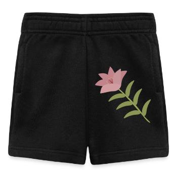 Fleur de lys rose sur tige verte - Short Bébé - noir - Devant
