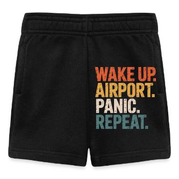 Aufwachen Flughafen Panik Wiederholen Reisen - Baby Shorts - Schwarz - Vorne