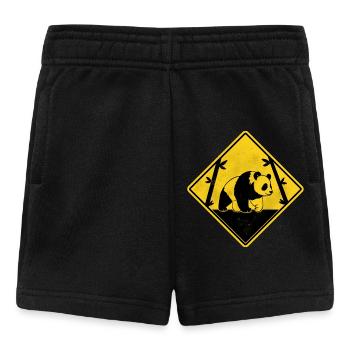 Panda panneau de signalisation jaune - Short Bébé - noir - Devant