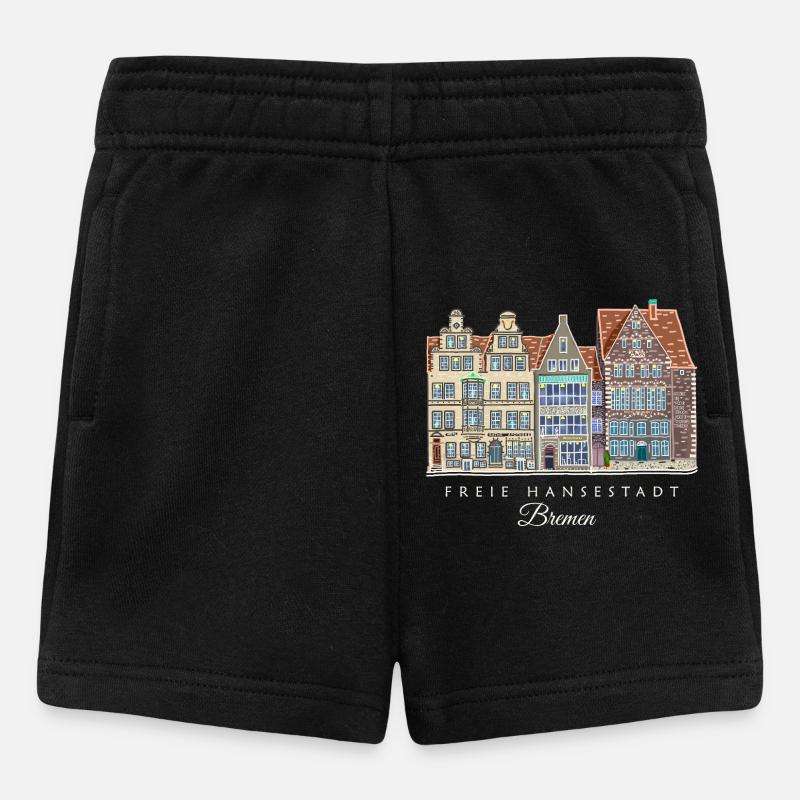 Ville libre hanséatique de Brême - Dessin de la rangée de maisons - Short Bébé - noir