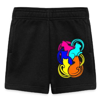 Bunte Katzen - Baby Shorts - Schwarz - Vorne