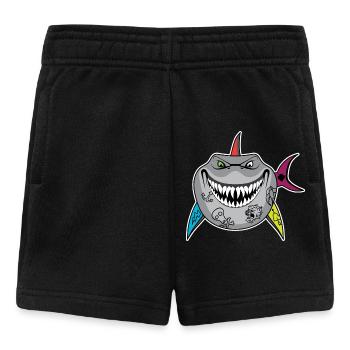 Tattooed Shark Cartoon with Skull Fins - Baby Shorts - black - Front