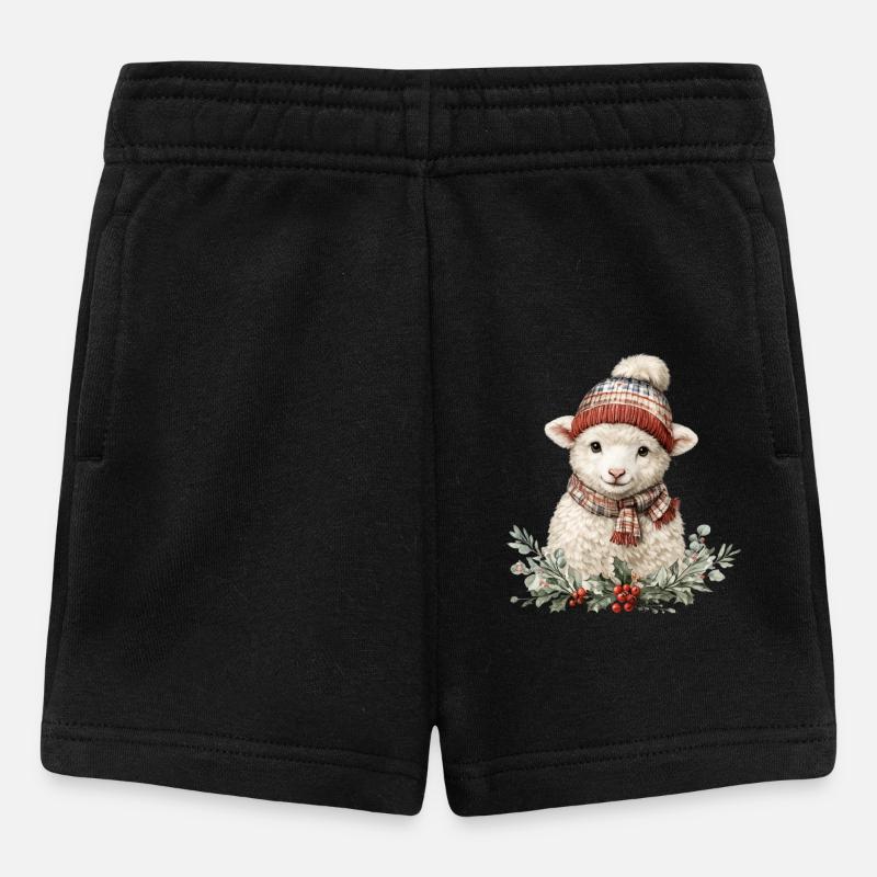 Brebis d’hiver avec écharpe - Short Bébé - noir